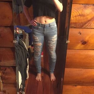American Eagle super distressed jeans